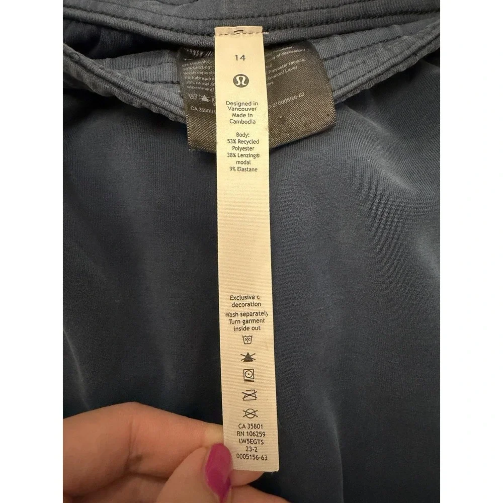 Lululemon Softstreme High-Rise Pant Regular Sz 14 Navy Straight Leg Stretch